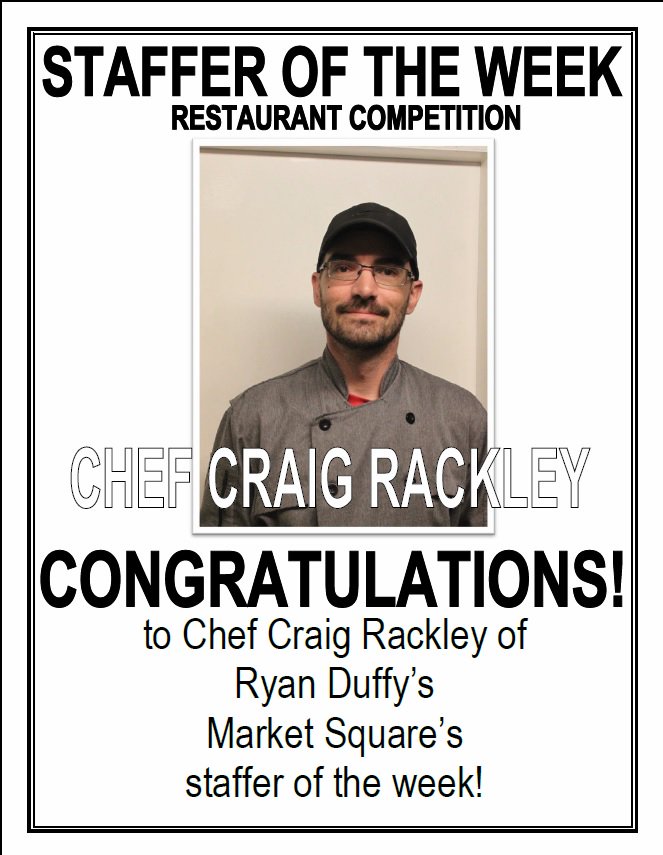 MarketSquareSJ's tweet photo. Congratulations to Chef Craig Rackley of @RyanDuffysSJ! #stafferoftheweek #NBFestivalPlace #ExploreNB https://t.co/9aq4p1qQpX