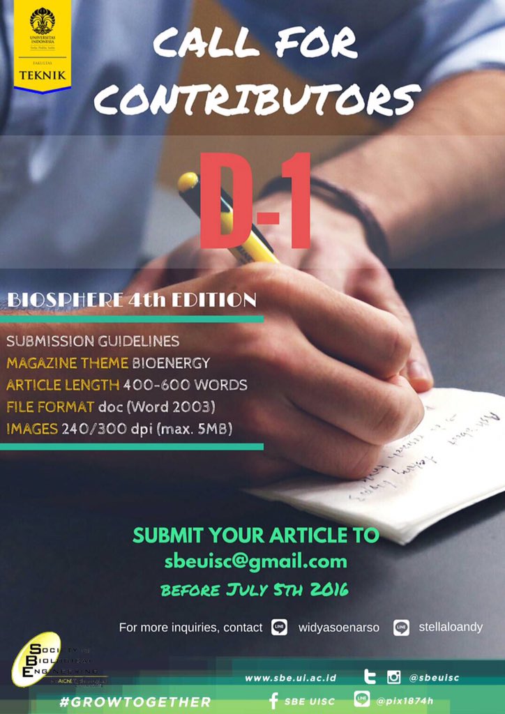 SBEUISC's tweet image. Friendly reminder to our future contributors that the deadline will be closed in 1 days!!