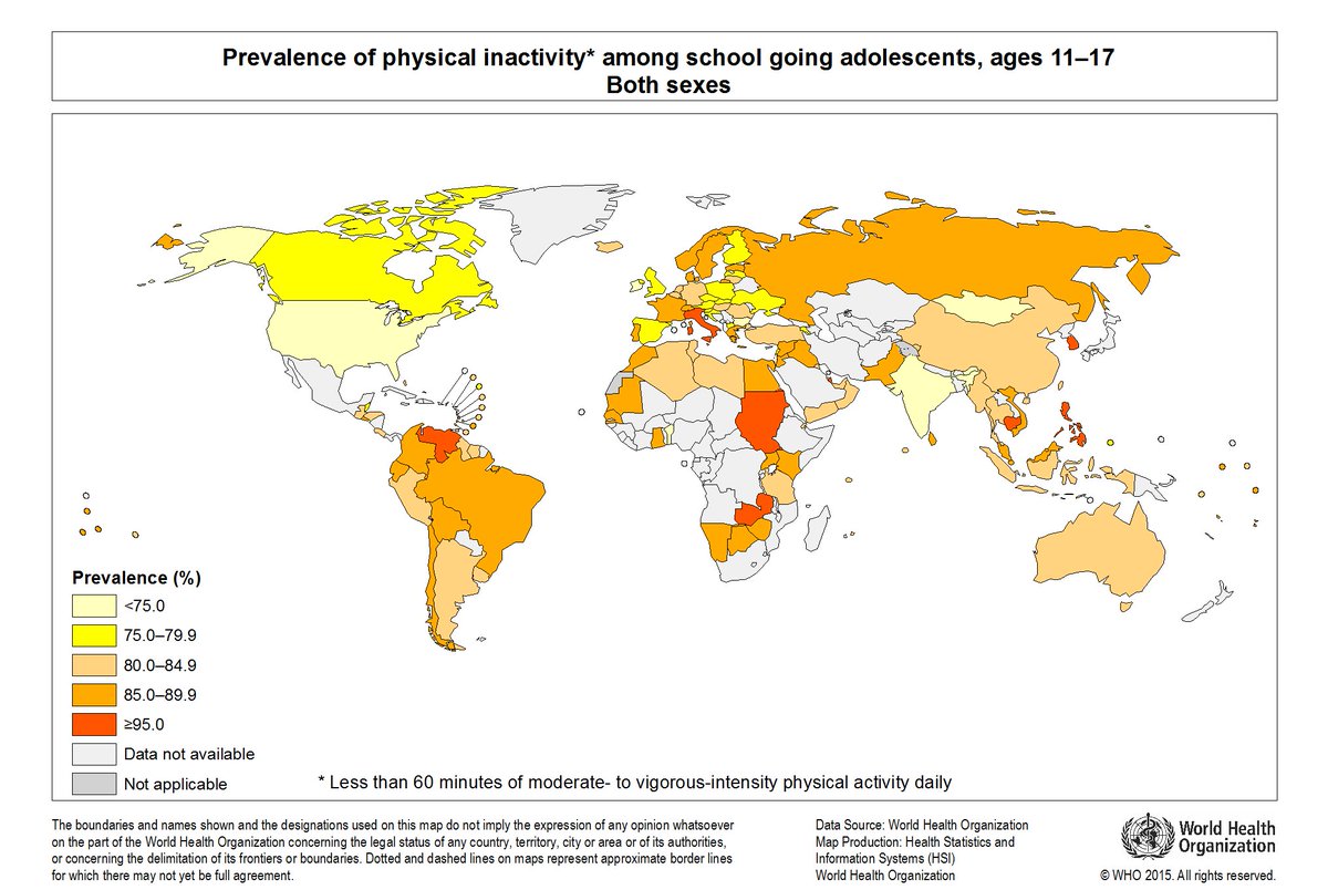 Exercise Works! (@exerciseworks) on Twitter photo Global Physical Inactivity, Adolescents 11-17 years.
Via <a href="/WHO/">World Health Organization (WHO)</a> #PEPA16
#MovementforMovement now. Global Physical Inactivity, Adolescents 11-17 years.
Via <a href="/WHO/">World Health Organization (WHO)</a> #PEPA16
#MovementforMovement now.