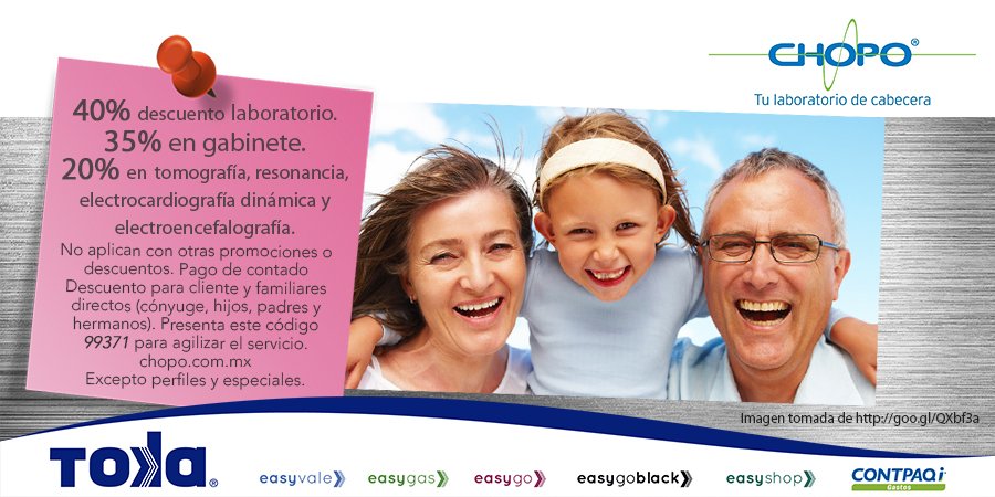 EasyhomeMexico's tweet photo. Hazte el chequeo que tanto has postergado, con tu tarjeta Toka obtén hasta el 40% en Laboratorios Chopo. https://t.co/TEUxjJX4sD