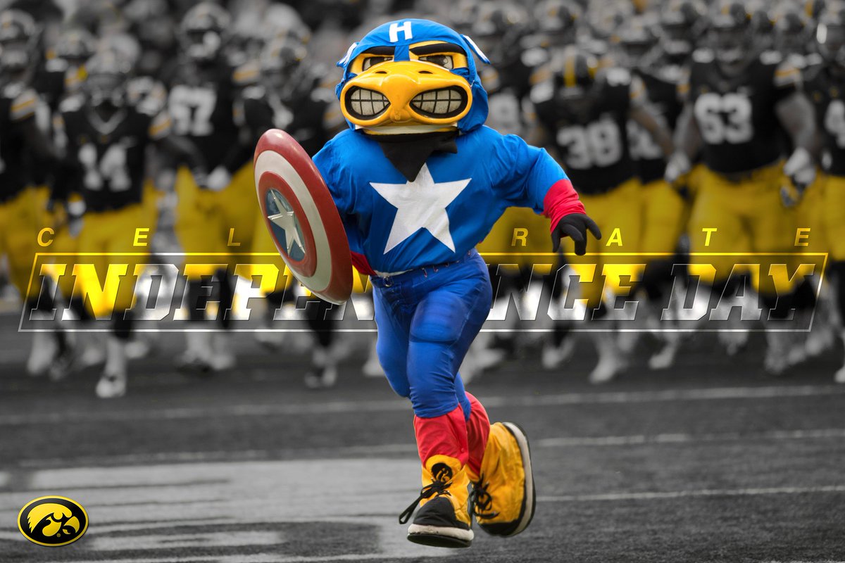 HawkeyeFootball's tweet photo. Land of the Free. Home of the Brave. Happy Independence Day | #Hawkeyes https://t.co/rmoyxJ2ks5