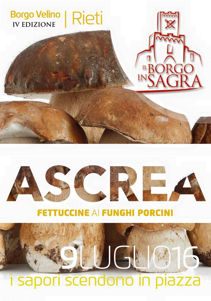 ProLocoAscrea's tweet image. 9 Luglio, &quot;Borgo in Sagra&quot; a #BorgoVelino (RI), presenti per il quarto anno con le #fettuccine ai funghi porcini!