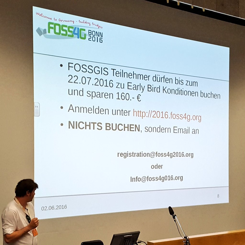 selectoid's tweet image. Save money for #foss4g because you were at  #fossgis2016