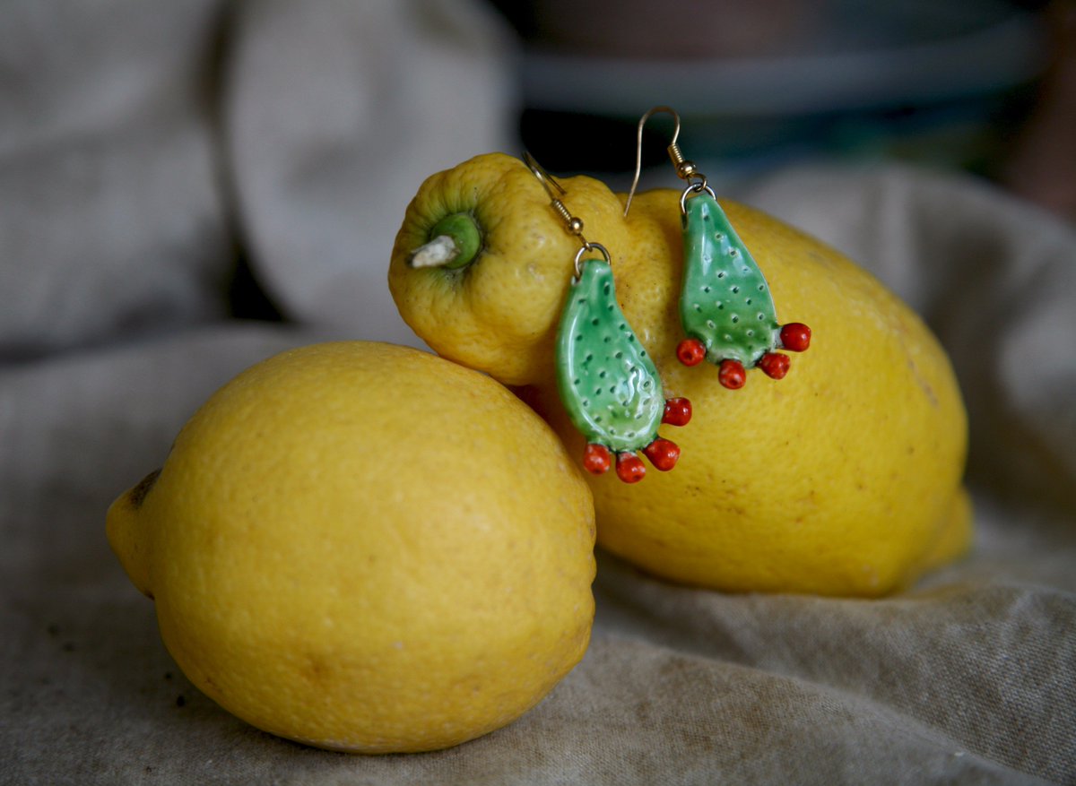 ACJ_HandMade's tweet photo. #ceramic earrings - prickly pear. Our Mediterranean style. #handmade  #earrings #accessories https://t.co/clSVny4SLu https://t.co/46U3vtnMbX