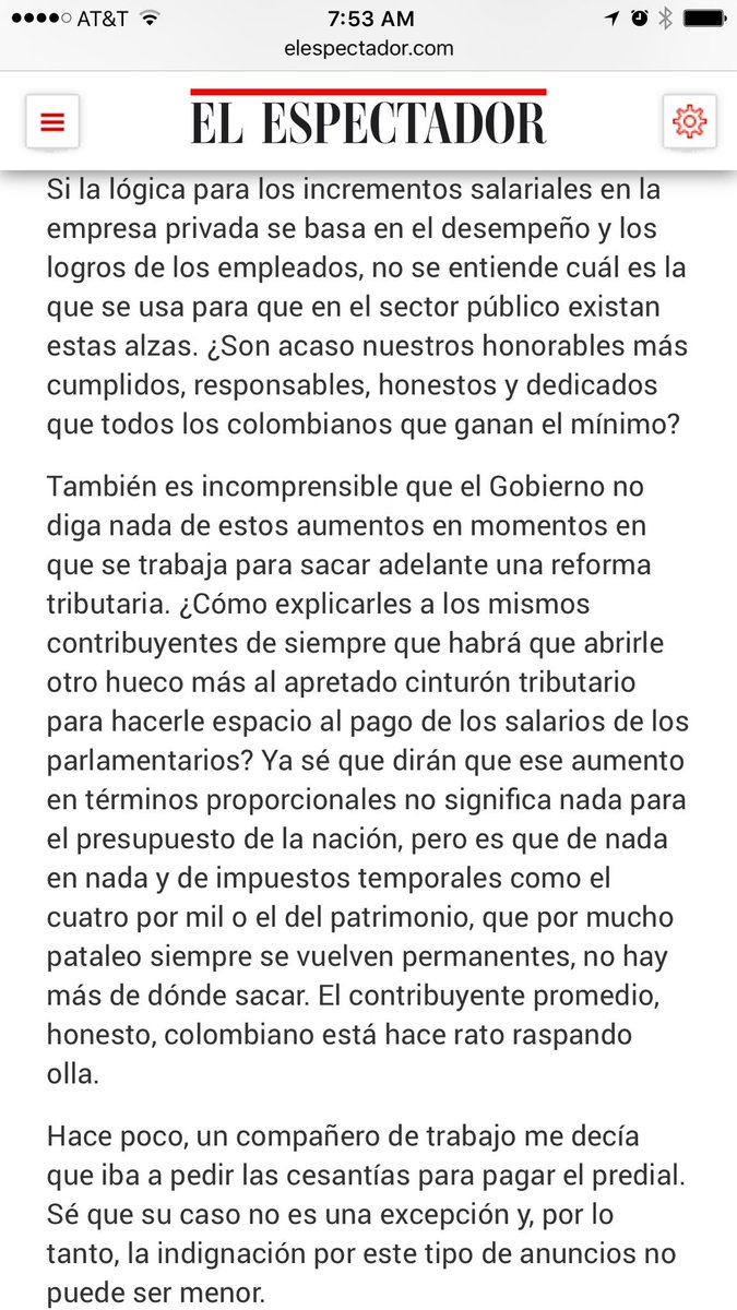 lcvelez's tweet image. Los invito a leer mi más reciente columna &quot;Sobre el salario de los congresistas&quot; elespectador.com/opinion/279290…