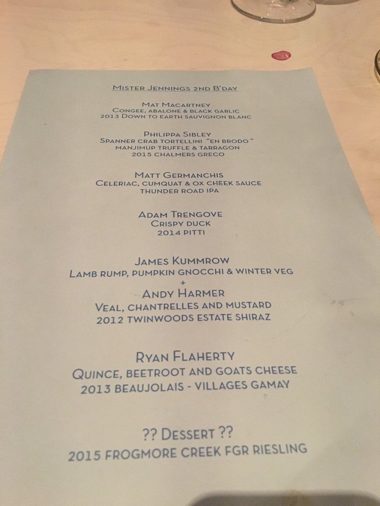 senorthomas's tweet image. Cracking meal for @_MisterJennings&apos; 2nd b&apos;day. @Chefmatmac got the night off to a flyer. Great wine matching, too