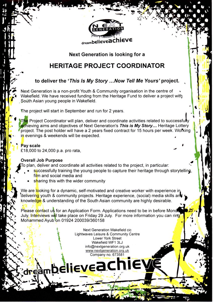 Beam (@beam_artsuk) on Twitter photo Great new opportunity with <a href="/LightwavesTrust/">Lightwaves</a> - coordinator for their new heritage project #wakefield #heritage #jobs Great new opportunity with <a href="/LightwavesTrust/">Lightwaves</a> - coordinator for their new heritage project #wakefield #heritage #jobs