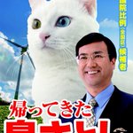 「島さとし」さんの選挙ポスターが謎すぎるとザワザワが止まらない・・ｗ何故巨大猫がバックに!