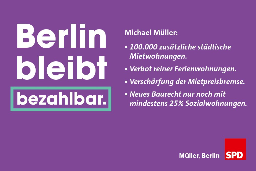 Damit Berlin bezahlbar bleibt: Am 18. September #spdberlin #agh16