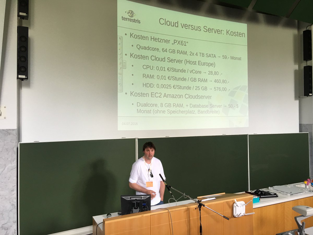 mrbigbunbury's tweet image. Auf #FOSSGIS2016 angekommen. 1. Vortrag: GIS in der Cloud-Schönwetterwolke, Gewitter oder reiner Dunst? von @t_adams