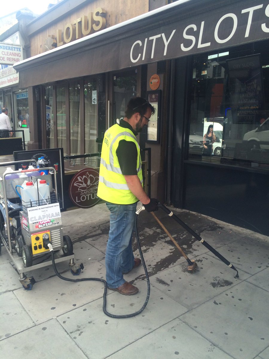 Day 1/8 of gum removal on #clapham high street funded by local businesses