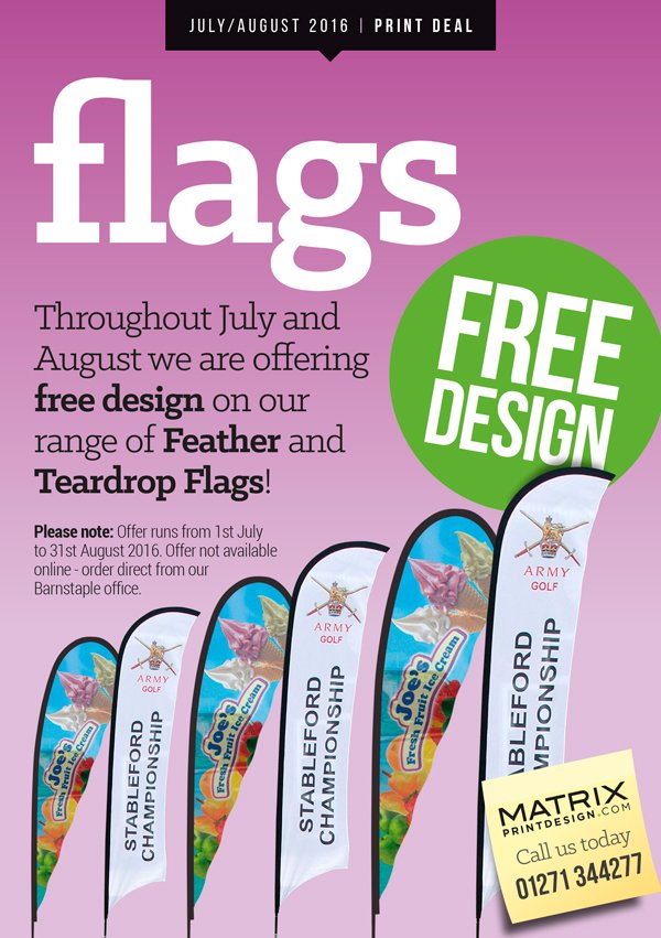matrix_banners's tweet image. FREE DESIGN on our range of Teardrop &amp;amp; Feather Flags throughout July &amp;amp; August! #devonprinters #printedflags #offers