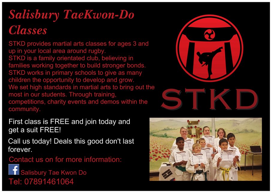 JasonStkd's tweet image. TaeKwon-Do lessons in rugby. Open to all! First class is FREE. #stkdfamily #tkd #martialarts #rugby