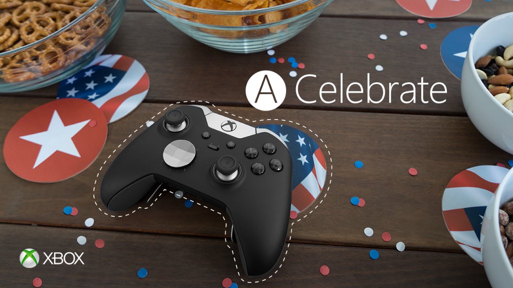 Xbox's tweet image. Press A and have a happy #4thofJuly.