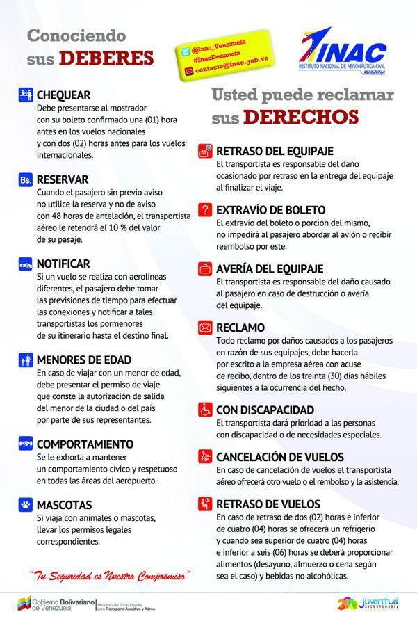 baer_ve's tweet photo. Conozca Deberes y Derechos de los Pasajeros @INAC_Venezuela https://t.co/H6fowW8keS