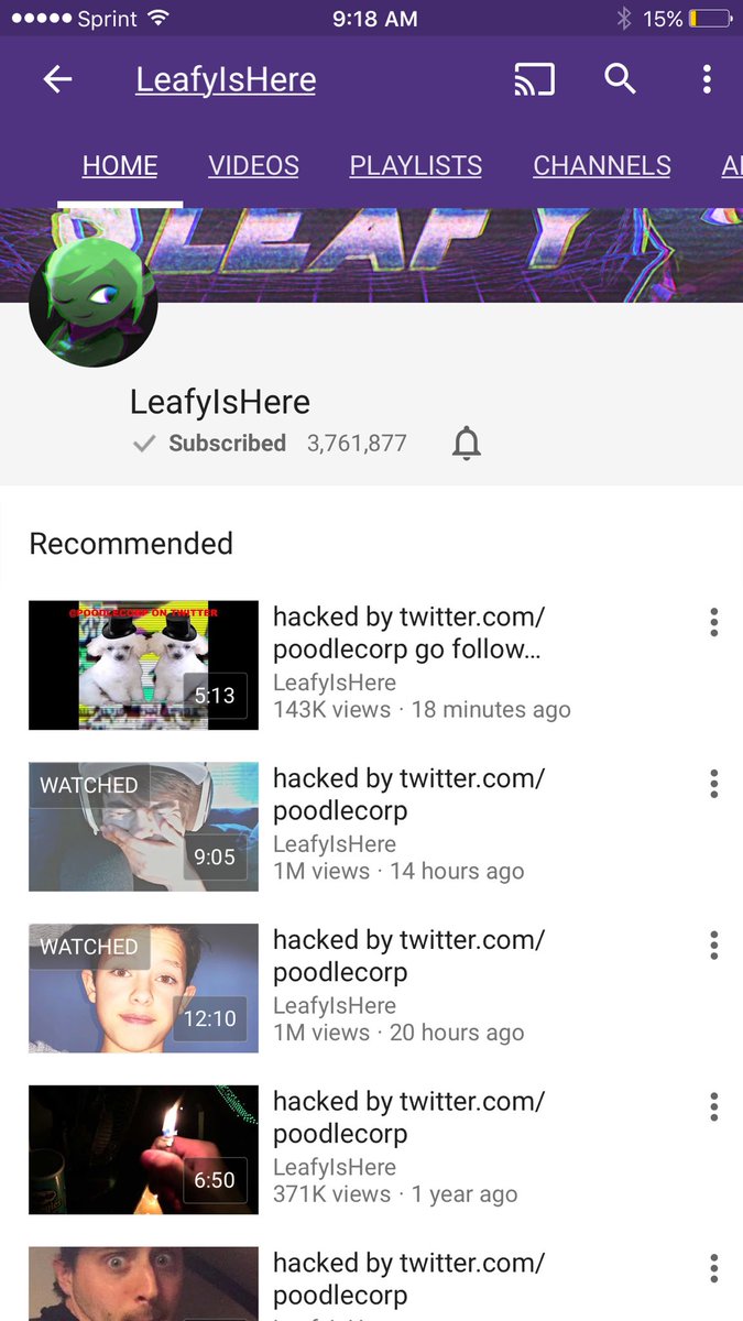 TaKo_Dewrito's tweet photo. Well @LeafyIsHere is hacked. Thx to @PoodleCorp. Good job. 🙃 https://t.co/oq41Yla8EB