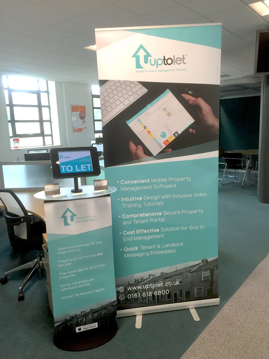 UpToLet's tweet image. The display stand and business cards have arrived. Massive thanks to @designedbyink and @HudEnterprise for your help