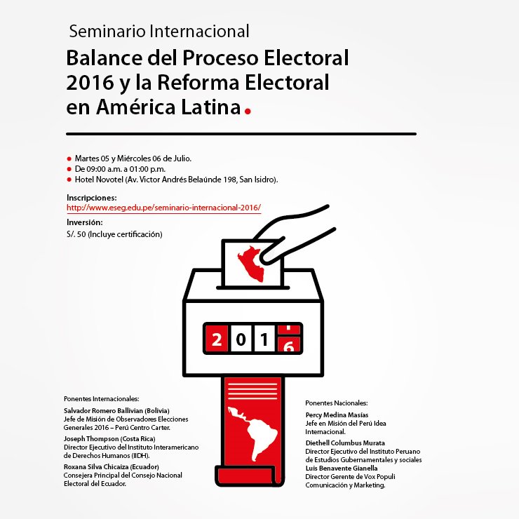 JNE_Peru's tweet photo. Balance del proceso electoral 2016 y la reforma electoral en América Latina ► https://t.co/aNsBlotht0 https://t.co/aqYcjONv6L