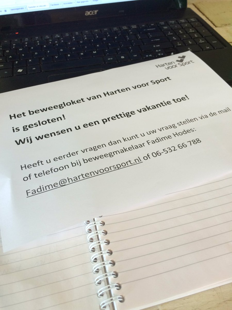 De beweegloketten zijn gesloten ivm de vakantie. Uw beweegvragen kunt u blijven stellen aan ons! #leidscherijn