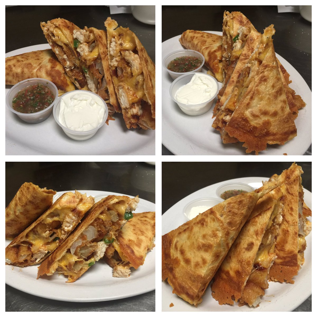 BmbgTigard's tweet photo. Cowboy Quesadilla AKA: Megadilla, El Jefe de Queso! #cheesy #quesadilla #food #OhMy #bbqsauce #jalapeno #bacon https://t.co/hs8Ggn0qhT