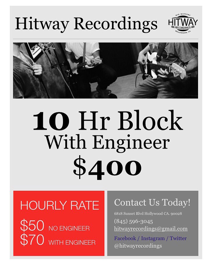 livetouchinfo's tweet photo. July 2016 Special! Get 10 Hrs with an Engineer for $400 this month! #musicstudio #hollywood #summer https://t.co/fBLp1qVwY9