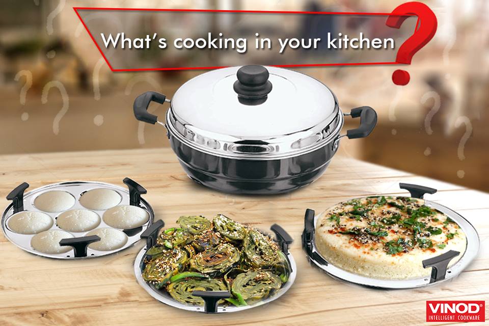 Vinod_Cookware's tweet photo. #Didyouknow #MultiKadai comprises of a set of Dhokla, Idli &amp; Patra plates can also be used as a normal kadai https://t.co/15y0ri0Op2