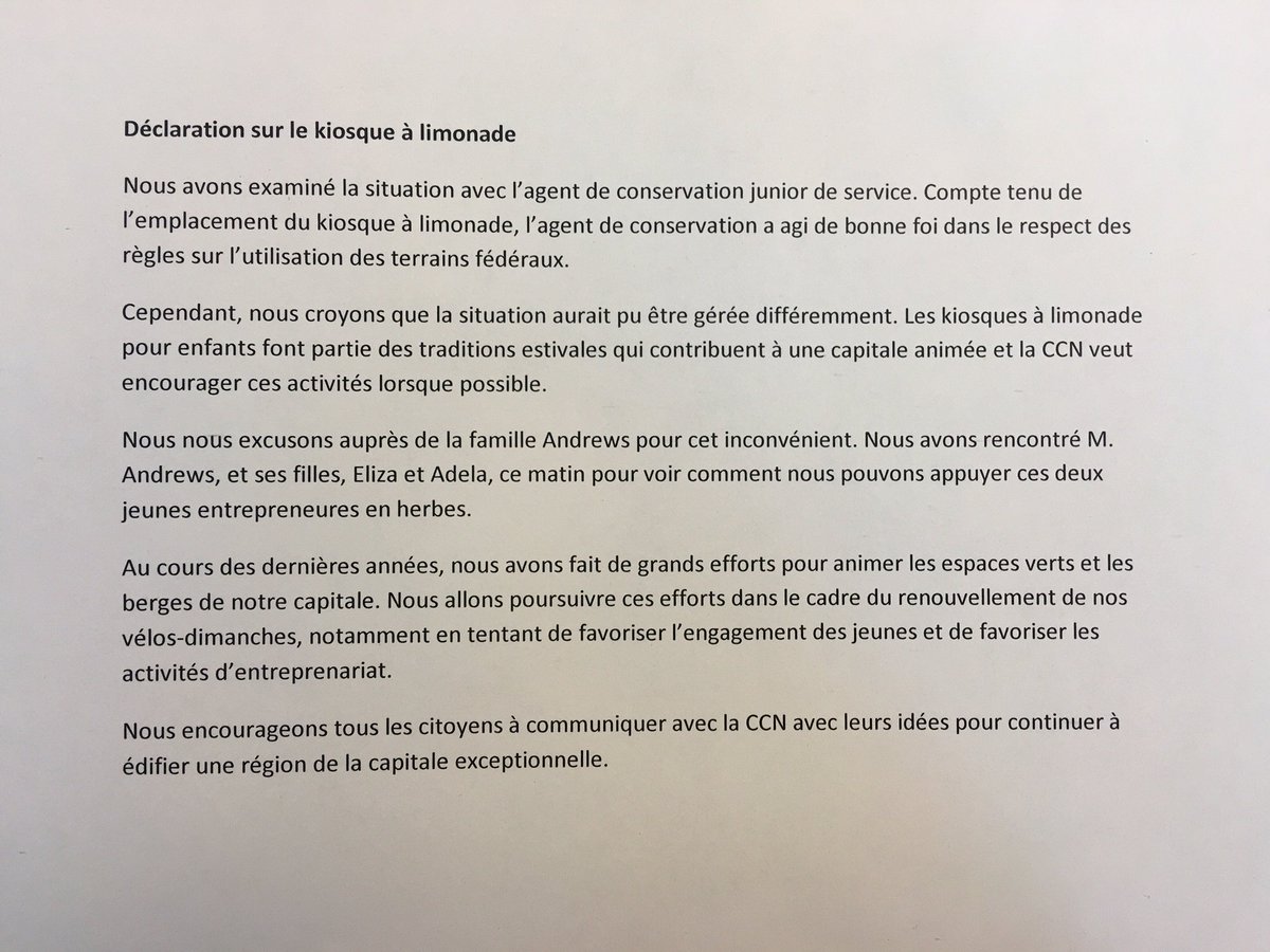 CCN_NCC's tweet photo. Kiosque à limonade: une copie de notre déclaration. #ottawa https://t.co/rrW3bALZuj