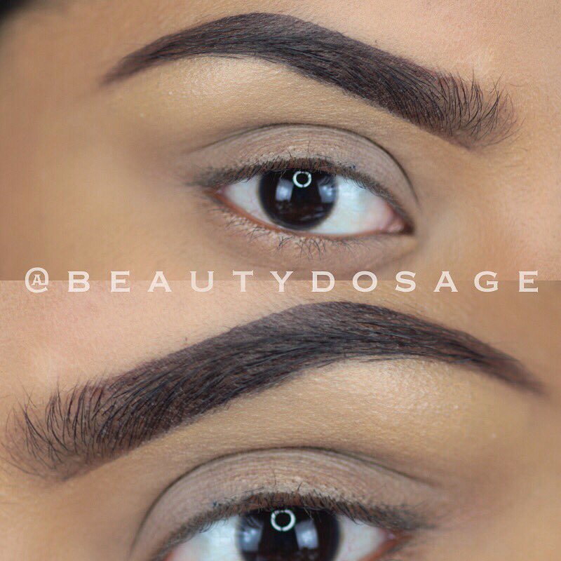 Brows filled with <a href="/ABHcosmetics/">Anastasia Beverly Hills</a> dipbrow in ebony, brow powder and clear brow gel!