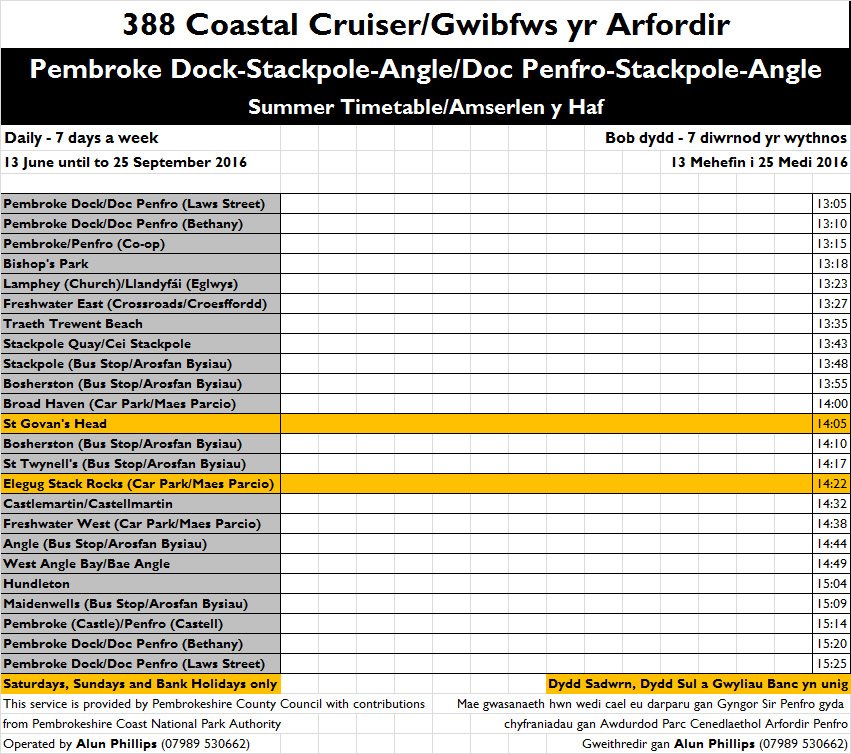 Coastal bus users in #Pembrokeshire urged to take note of new 'Coastal Cruiser' timetables ow.ly/AH69301uec7