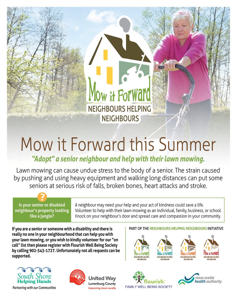 HEY TEENS.
Make a difference this summer? Adopt a senior &amp; volunteer 2 help with their lawn mowing or wood stacking