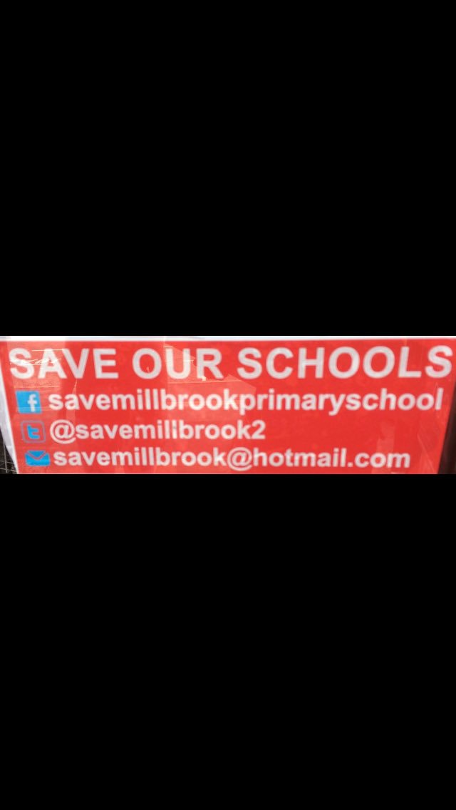 savemillbrook2's tweet photo. Hi.....car stickers now arrived they cost £1.If you would like one please send us an email savemillbrook@hotmail.com https://t.co/AZgYktKnBt
