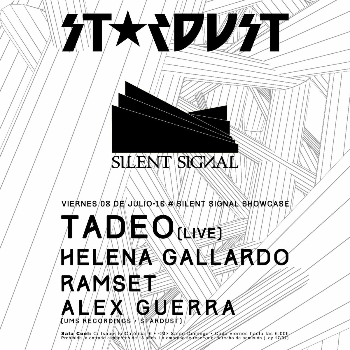 We are back!! This friday <a href="/stardustclubmad/">Stardust Club</a> w/<a href="/cyclicaltracks/">Tadeo</a> <a href="/helenagallardo/">Helena Gallardo</a> <a href="/RamsetApproach/">Ramset</a> and Alex Guerra