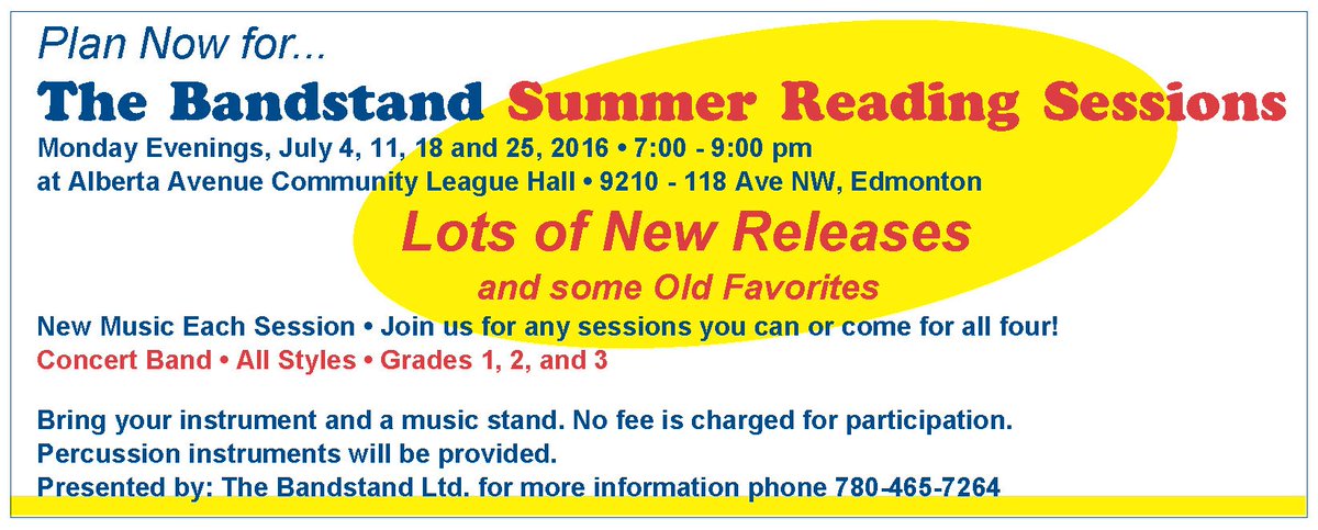 It's July - that means it's time for <a href="/bandstandcanada/">The Bandstand Ltd.</a> summer reading sessions #windband #yeg #yegarts