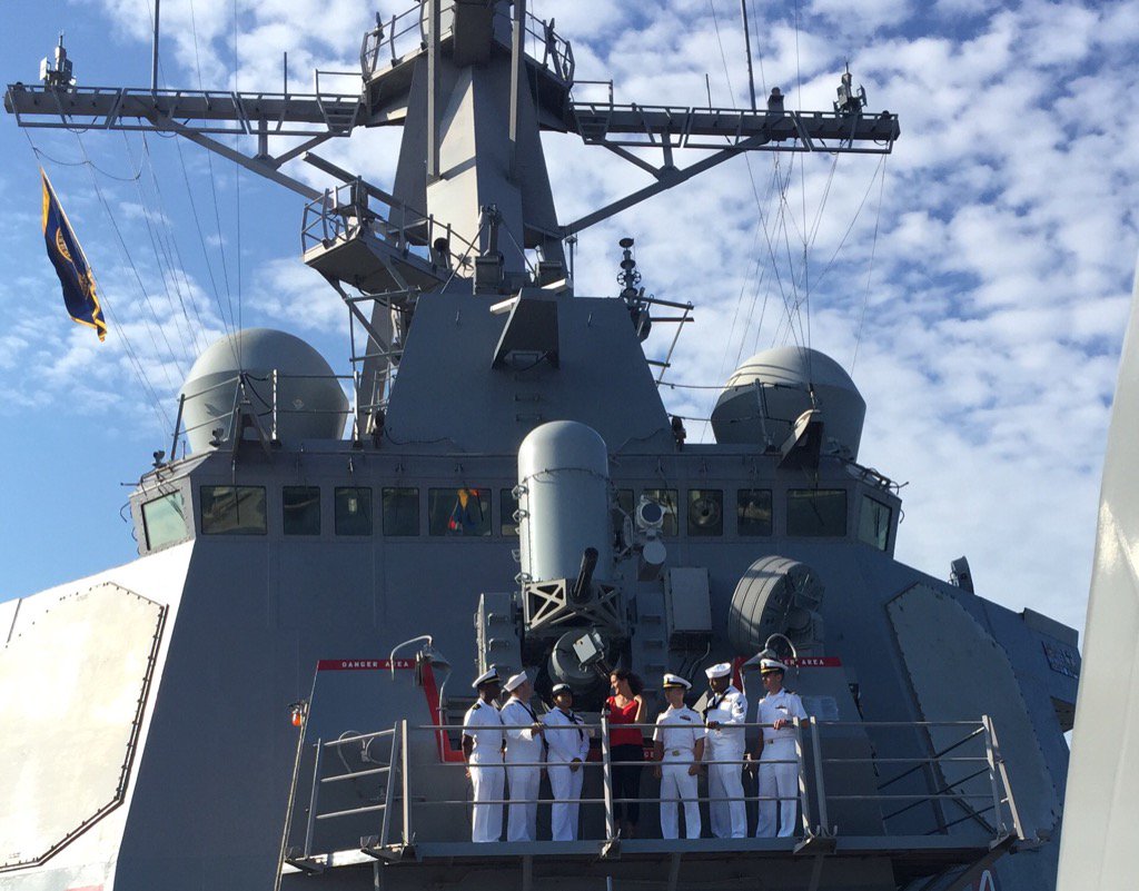 USALeaGabrielle's tweet photo. Loved celebrating 4th of July weekend and USS Arleigh Burke 25th anniversary with her sailors! #ProudAmerican https://t.co/jqlAxTiXMO