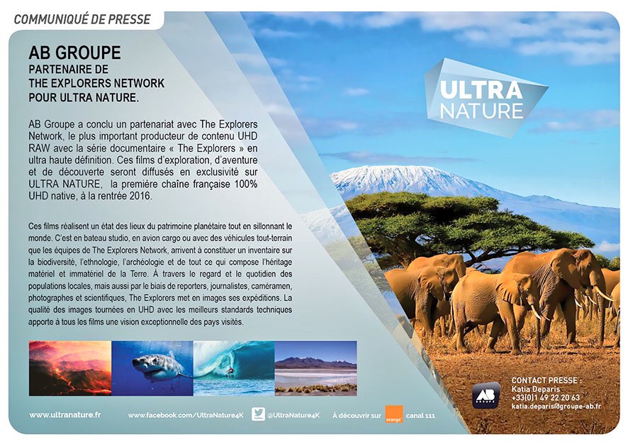 DEPARISKatia's tweet photo. .@ABgroupe se félicite d'1 partenariat avec @_TheExplorers, producteur de contenu UHD pour sa chaine @UltraNature4K https://t.co/uhH21KR3gL