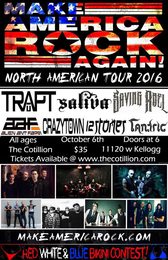 MiddleMap_Prod's tweet photo. Let's make America rock again! Tix available now @TheCotillion @TRAPTOFFICIAL @Saliva @alienantfarm @CrazyTownBand https://t.co/5gnolzAJBM