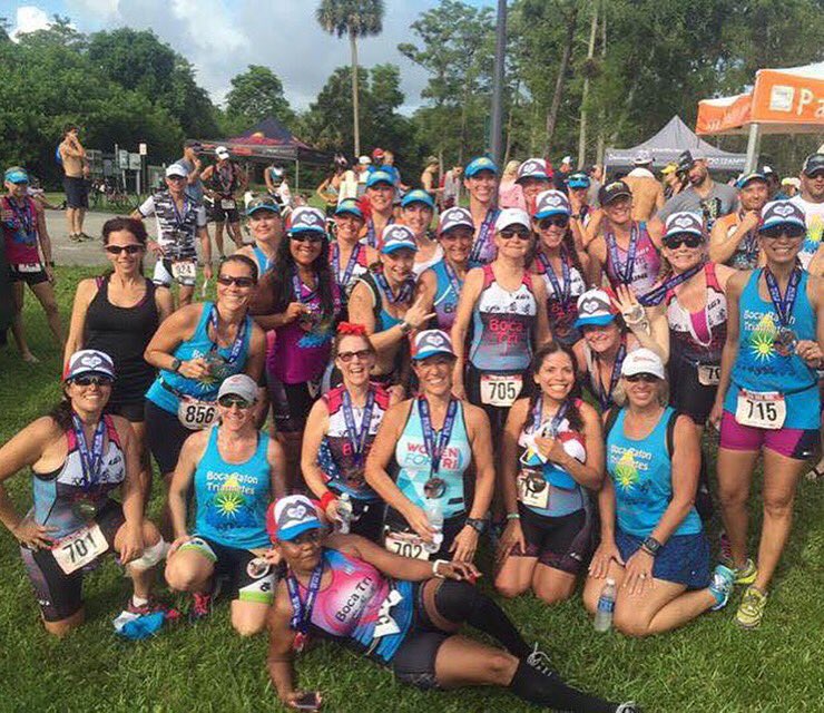 cschauer106's tweet photo. Thanks to @WomenForTri grant program,we had 20+ women finish their first triathlon this morning! #bocatri #whywetri https://t.co/YDGymaKgpj