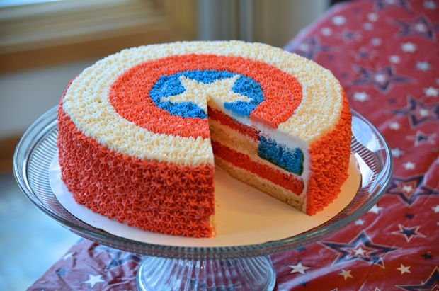 "Happy birthday to all the Steve's out there." She slides a cake onto the TL for all the birthday boys.