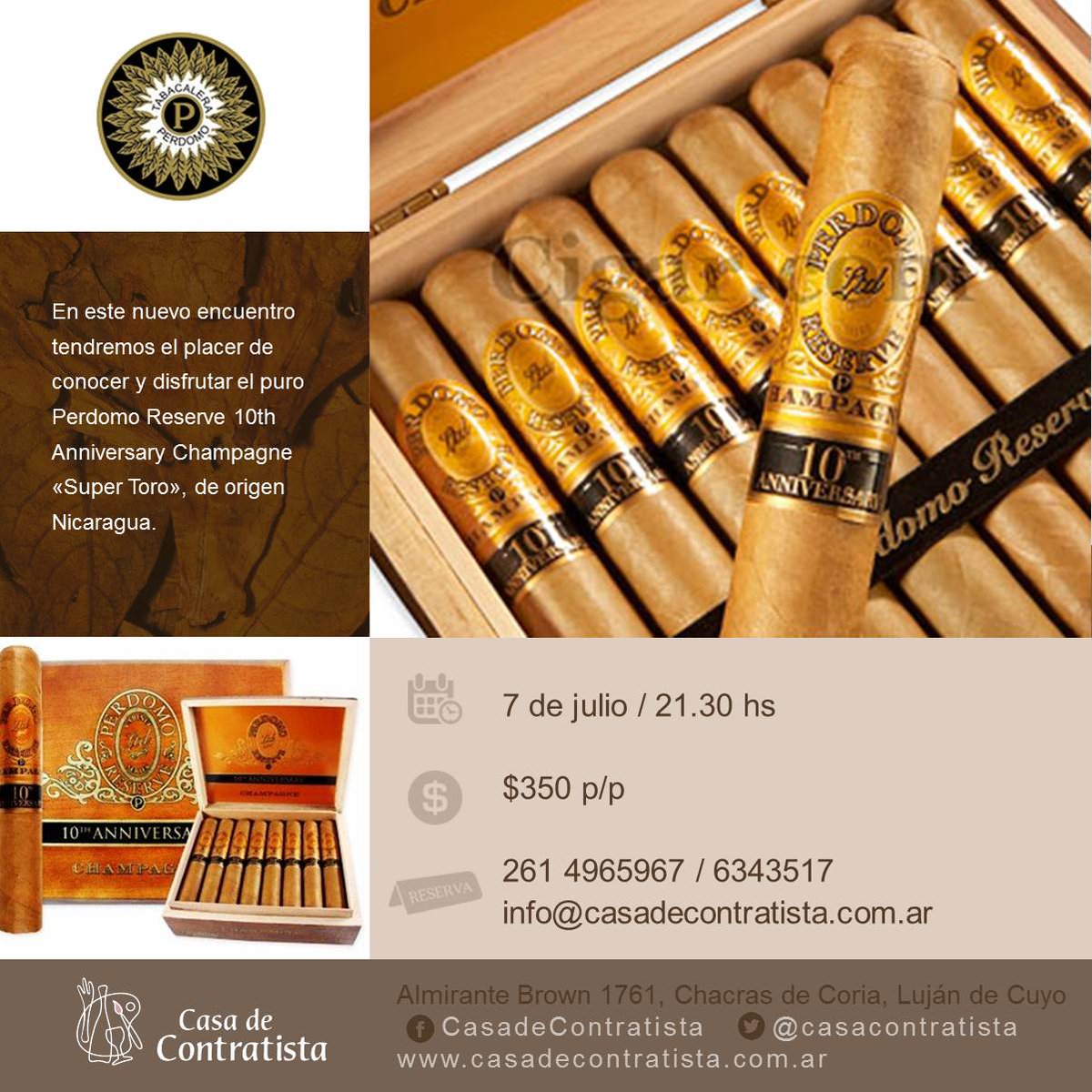 Este jueves degustación Perdomo Reserve 10th Anniversary Super Toro. Los esperamos <a href="/CasaContratista/">Casa de Contratista</a>/<a href="/albertoianardi/">Alberto Ianardi</a>
