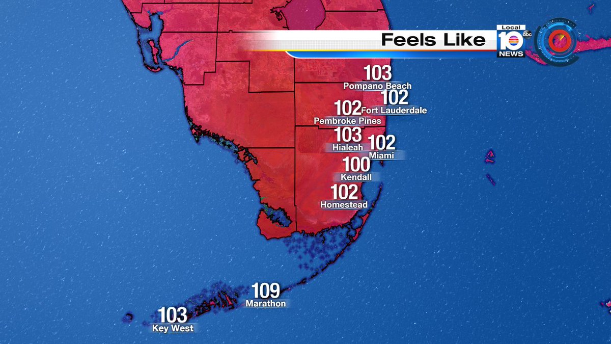 Heat Index Values near 110° in the Florida Keys according to @TrentAricTV https://t.co/IRg6yeG7fB