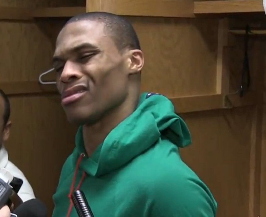 Juice_023's tweet photo. When Russ found out #KD was heading to the #GSwarriors https://t.co/WOtMKaEhdc