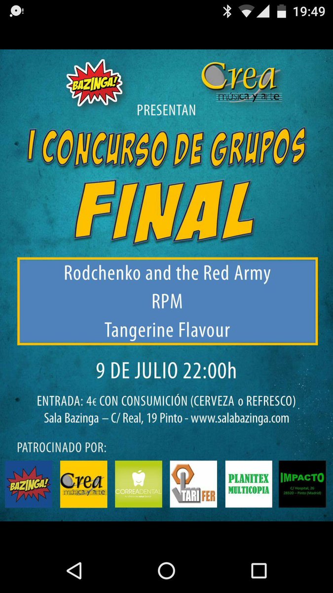 RodchenkoArmy's tweet photo. @RodchenkoArmy en la final! Os esperamos este sábado!🤘 #pinto #rockmadrid https://t.co/bsEz0RZ9eP