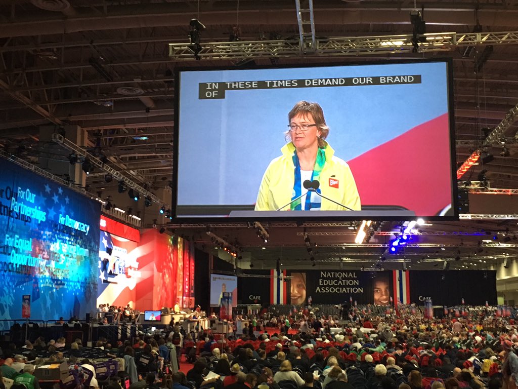 DeniseSpecht's tweet photo. "These times demand our brand of unionism." Go @EdterpEllen! #ReadyRightNow #NEARA16 #VoteEllen https://t.co/RD9mQqKPsH