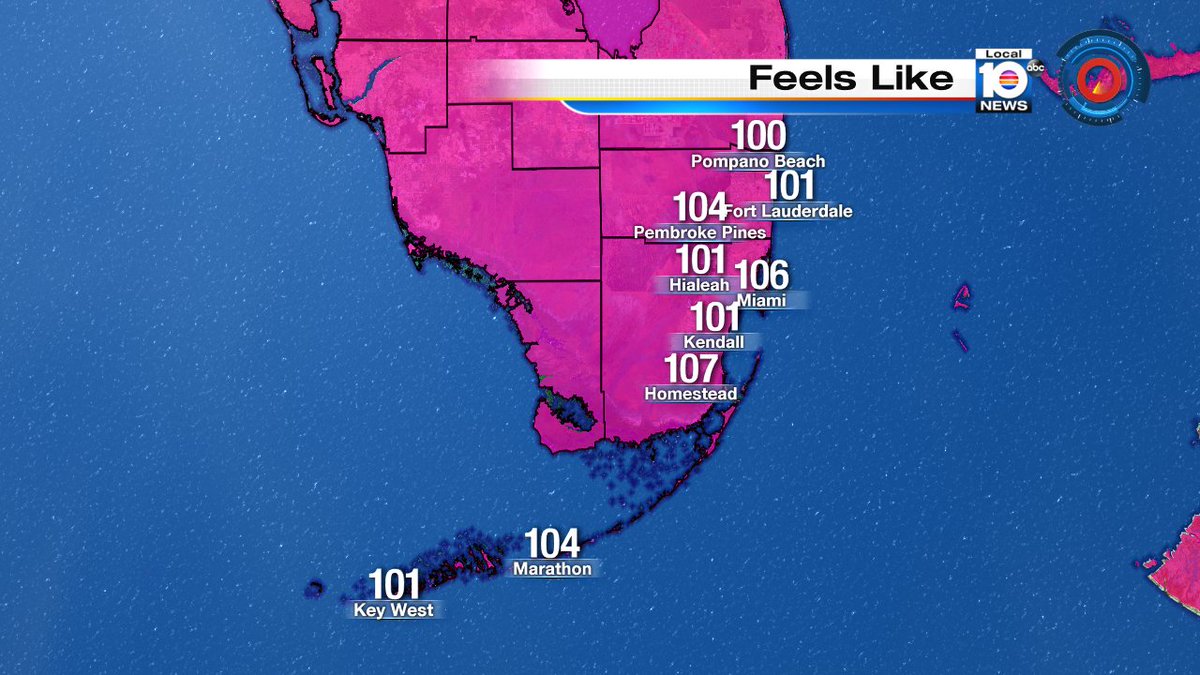 It's almost 2:30p.m. and it is scorching hot across South Florida.  Heat indices are topping 100°. https://t.co/ntnafRyDtD