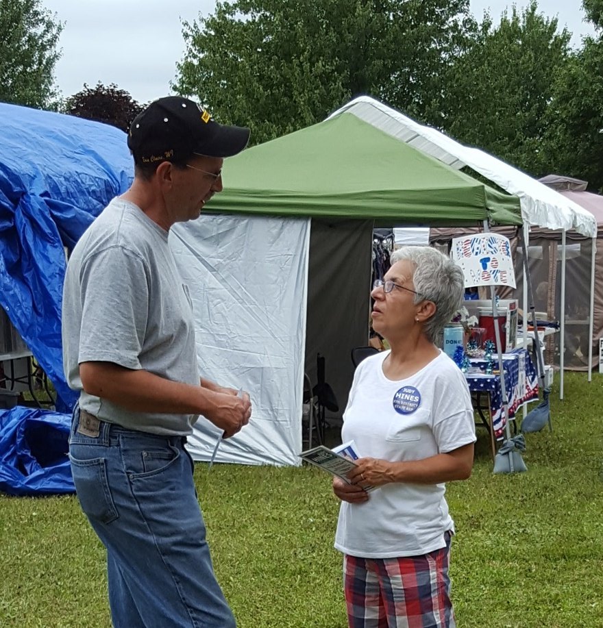 butlerpadems's tweet photo. Judy Hines running for State Representative in the 8th District out talking to a former student. #ProudToBePA https://t.co/4Y69TgN1Wi