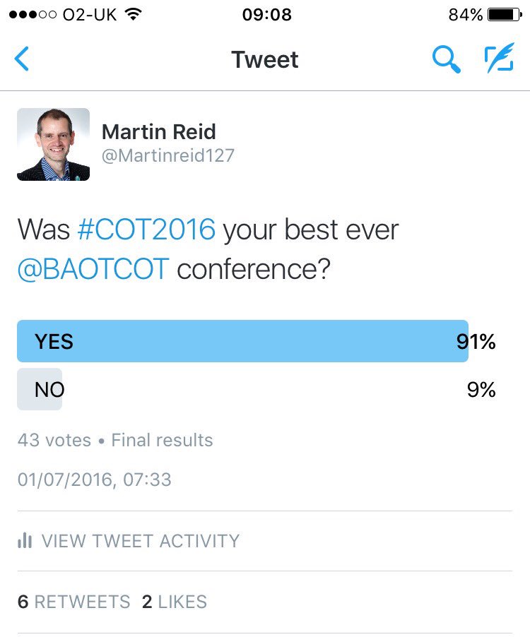 Martinreid127's tweet image. Final results from my "unofficial" vote for #COT2016 @BAOTCOT