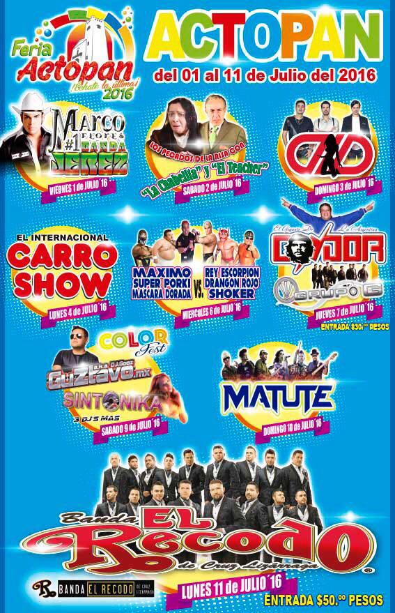 mvemx's tweet photo. Ven y disfruta de la Feria Actopan 2016 del 1° de Julio al 11 de Julio.
¡No te lo puedes perder!
#MVEntertainment https://t.co/66XVwjSDDH