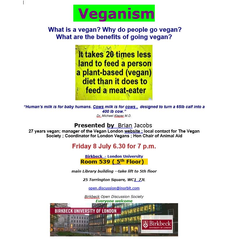 LondonVegan's tweet photo. Free talk on #veganism this Friday in Central London https://t.co/oyKGqXZsmm