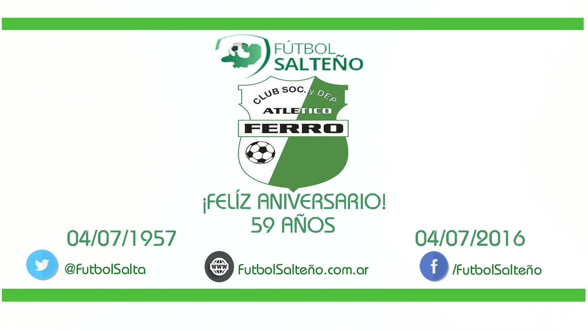 FUTBOLSALTA's tweet photo. #FutbolSalteño saluda a la familia de #CAFerro de Colonia Santa Rosa, que celebra 59 años de vida. Felicidades! https://t.co/QWEA4GahuK
