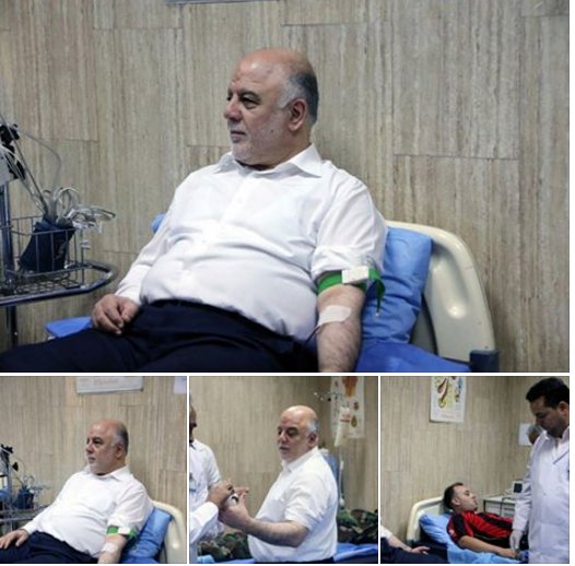رئيس مجلس الوزراء الدكتور حيدر العبادي يتبرع بالدم لجرحى التفجير الارهابي الذي… iraqkhair.com/%d8%b1%d8%a6%d…